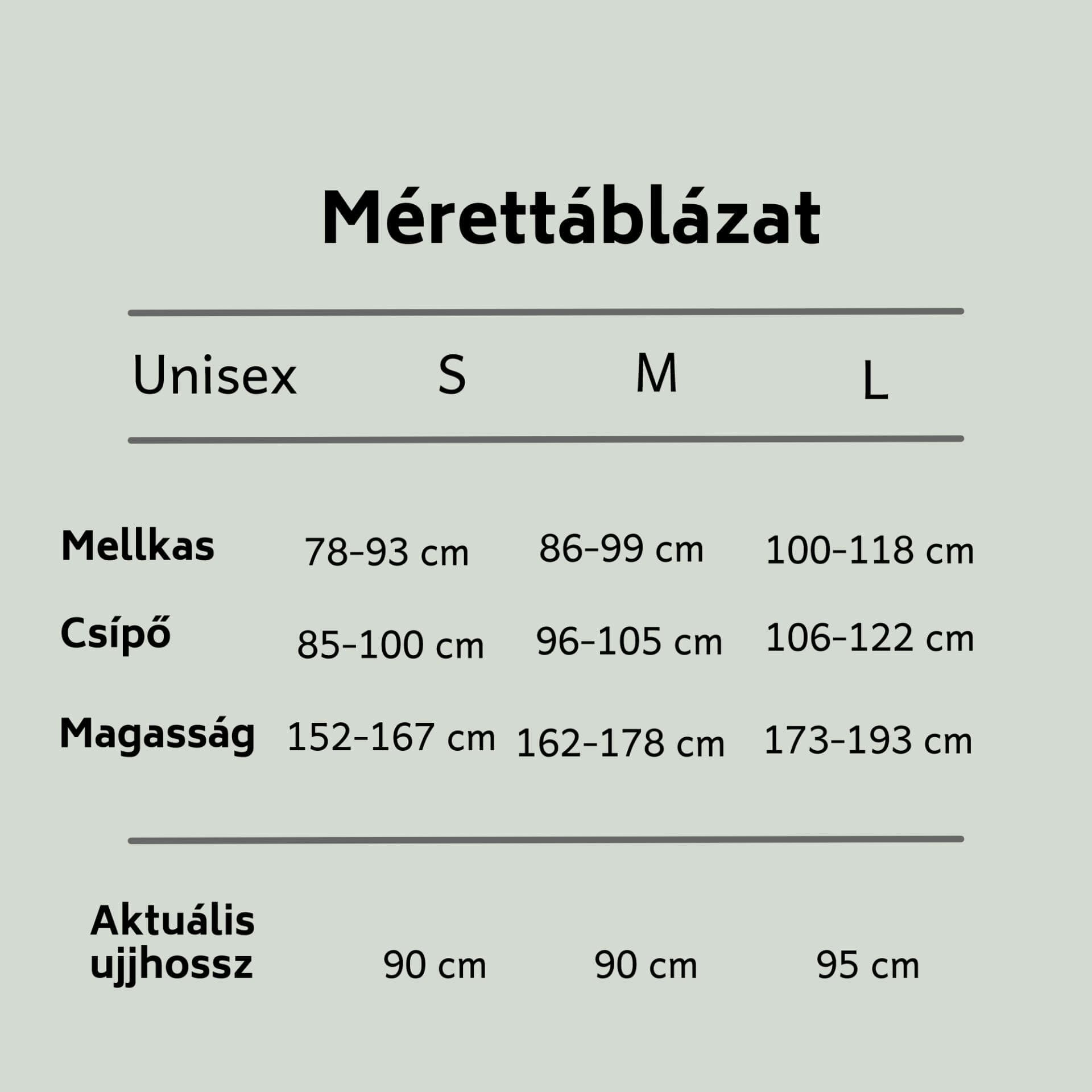 Juniper Onesie unisex kezeslábas mérettáblázat