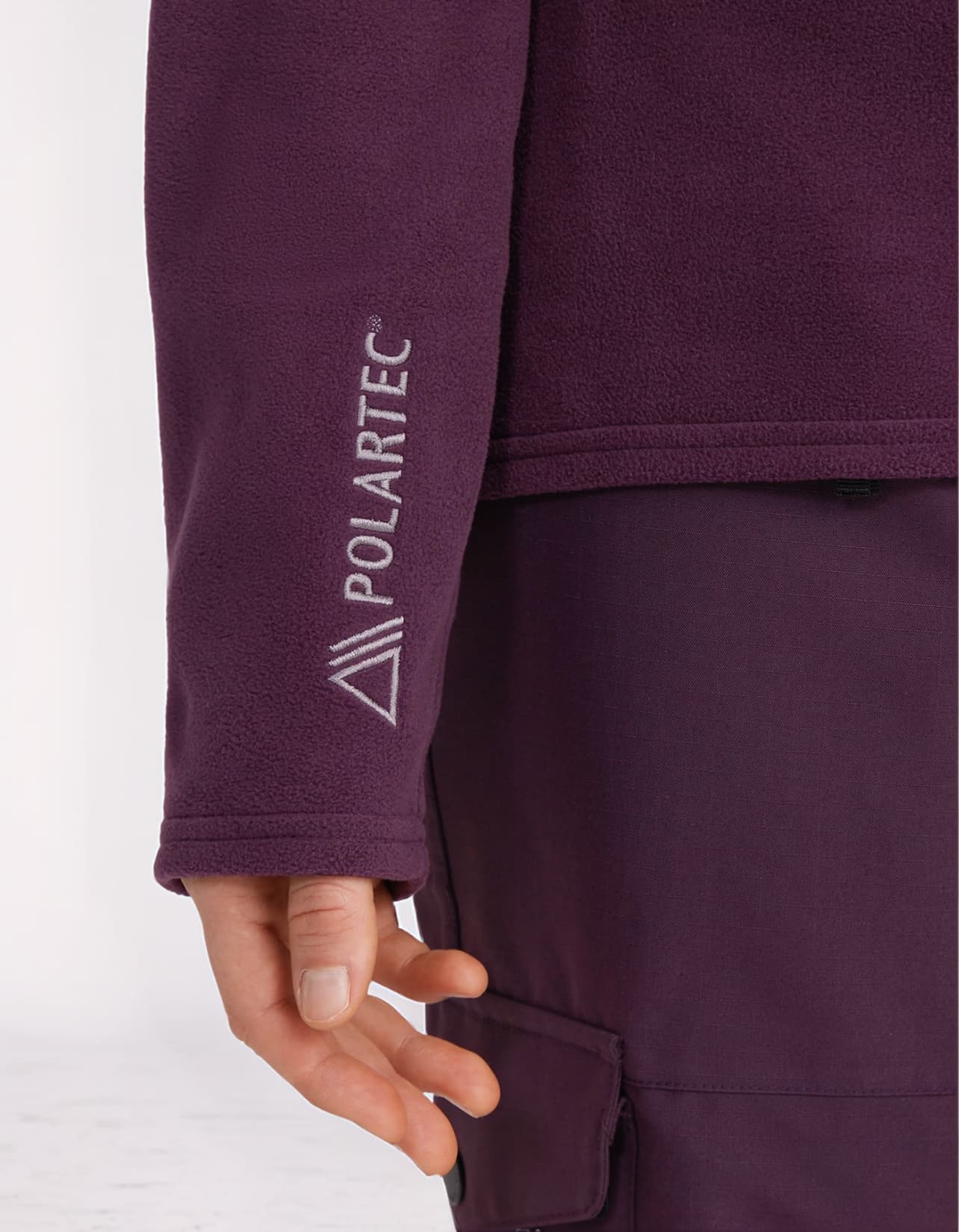 Jack's polár női felső - lila színben, modellen, közeli