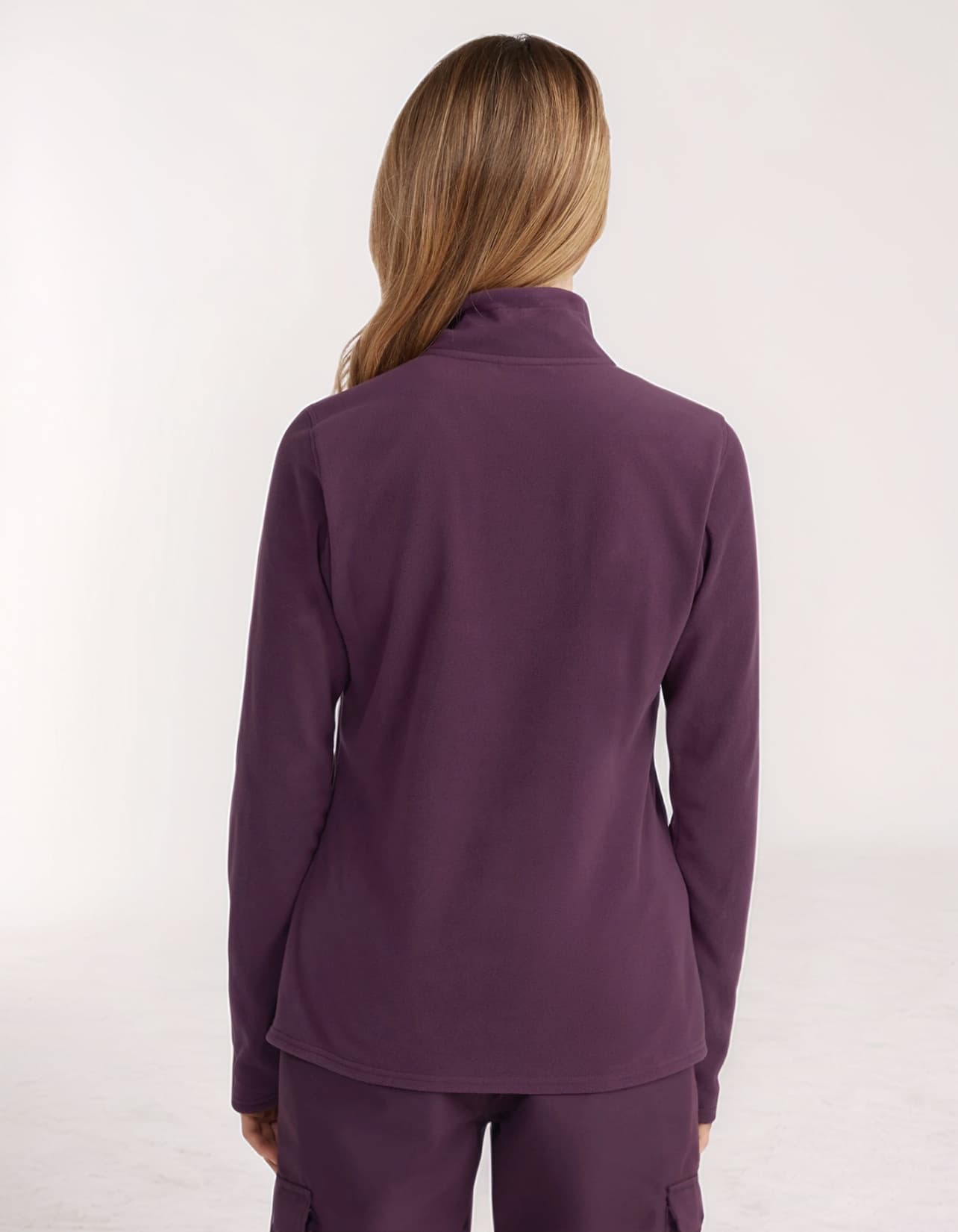Jack's polár női felső - lila színben, modellen, hátulról